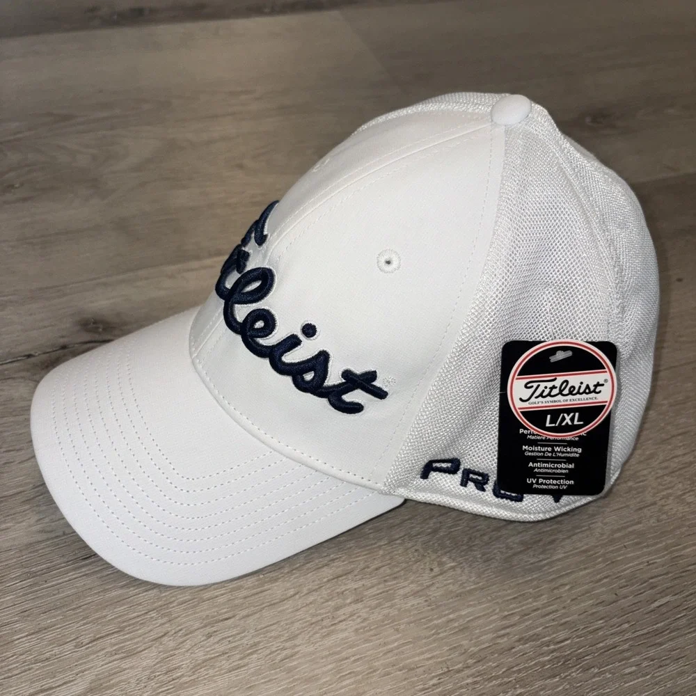 Titleist Pro V1 Stretch Golf Hat Baseball Cap Large XL White NWT Athletic